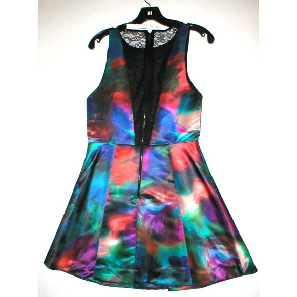 New Womens 10 NWT Designer Dress Alice + Olivia Watercolor Dress Lace Back Prett - Picture 6 of 9